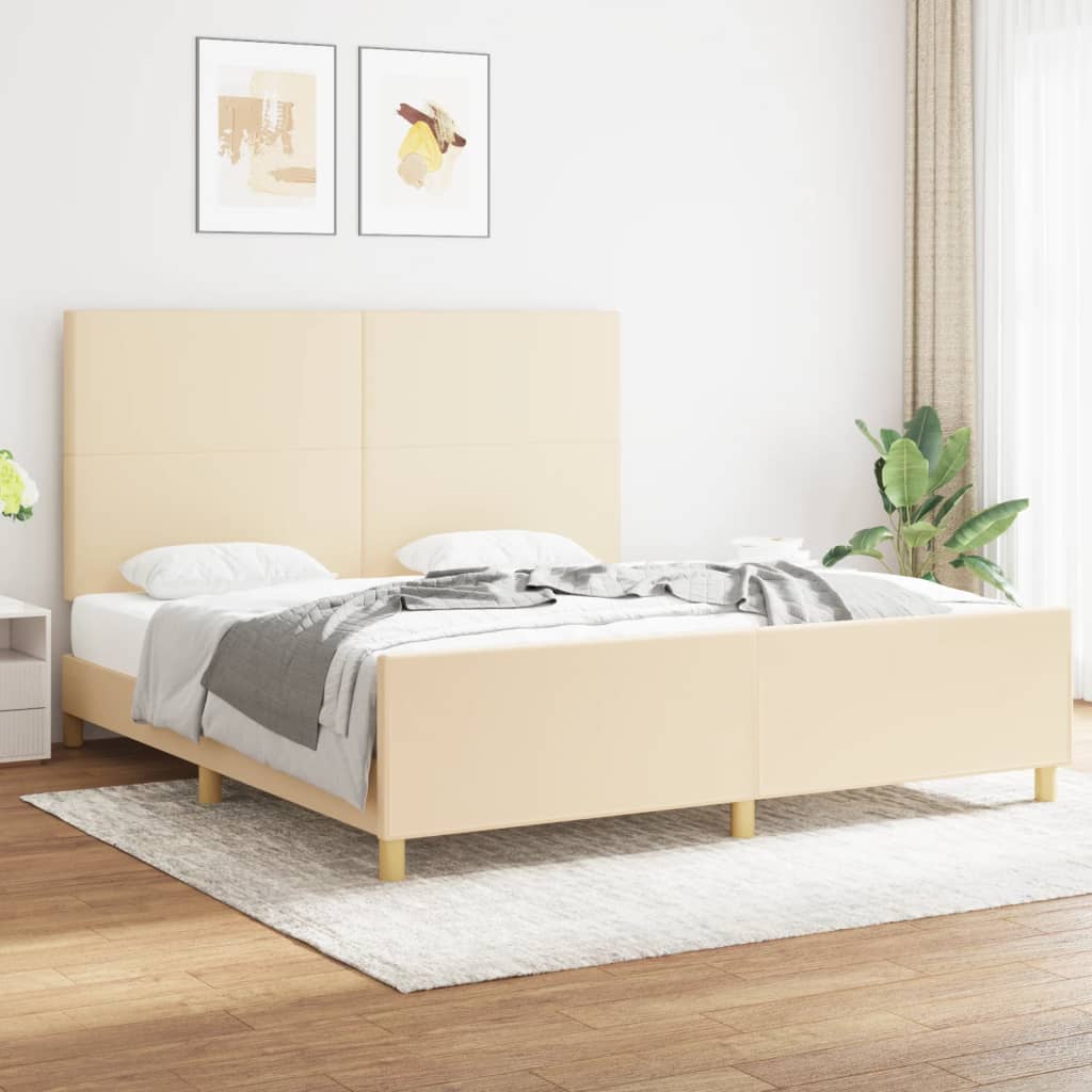 vidaXL Estrutura de cama em tecido cor creme 180x200 cm