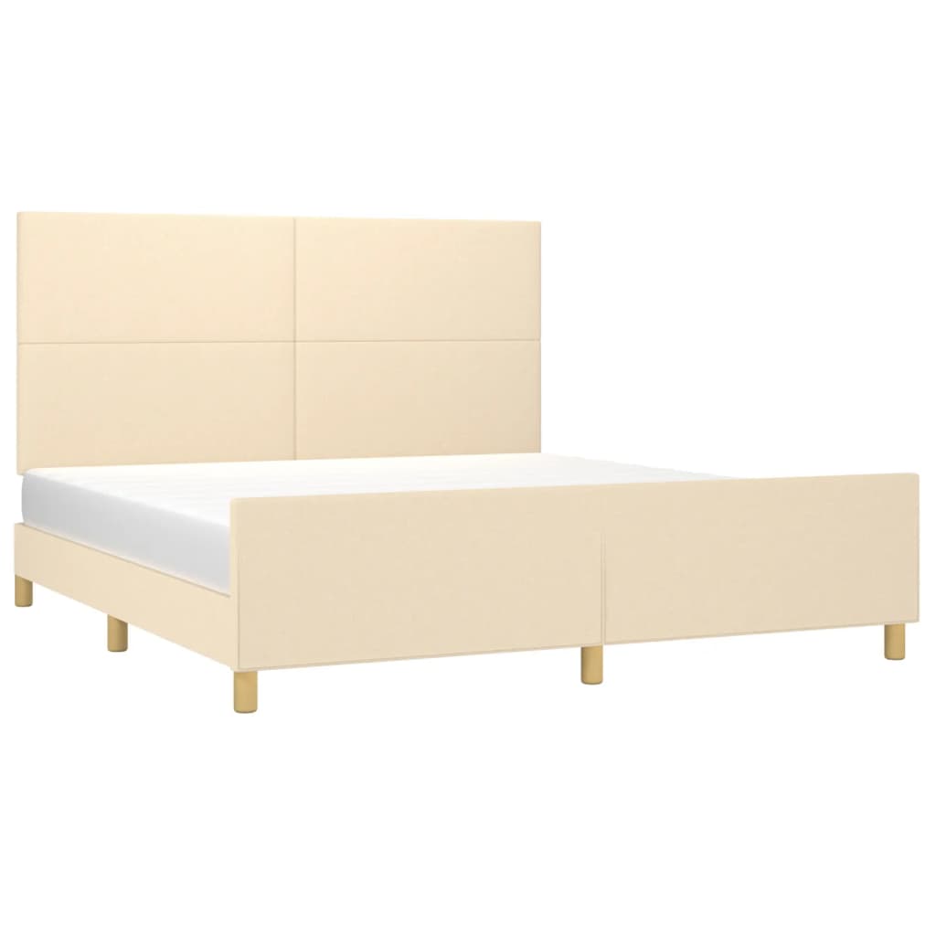 vidaXL Estrutura de cama em tecido cor creme 180x200 cm