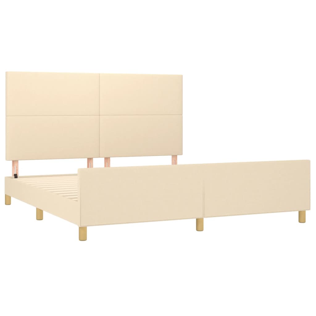 vidaXL Estrutura de cama em tecido cor creme 180x200 cm