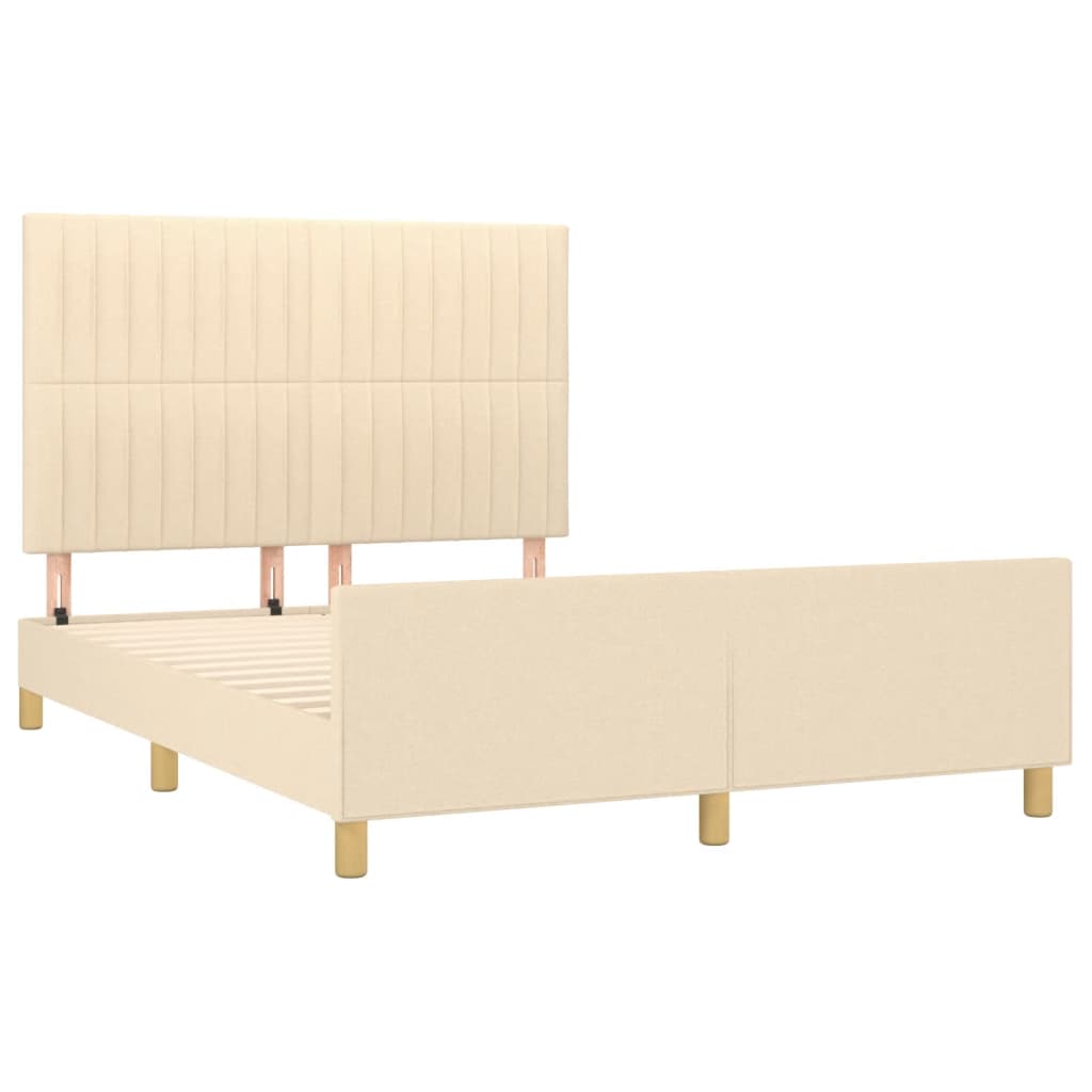 vidaXL Estrutura de cama c/ cabeceira tecido cor creme 140x190 cm