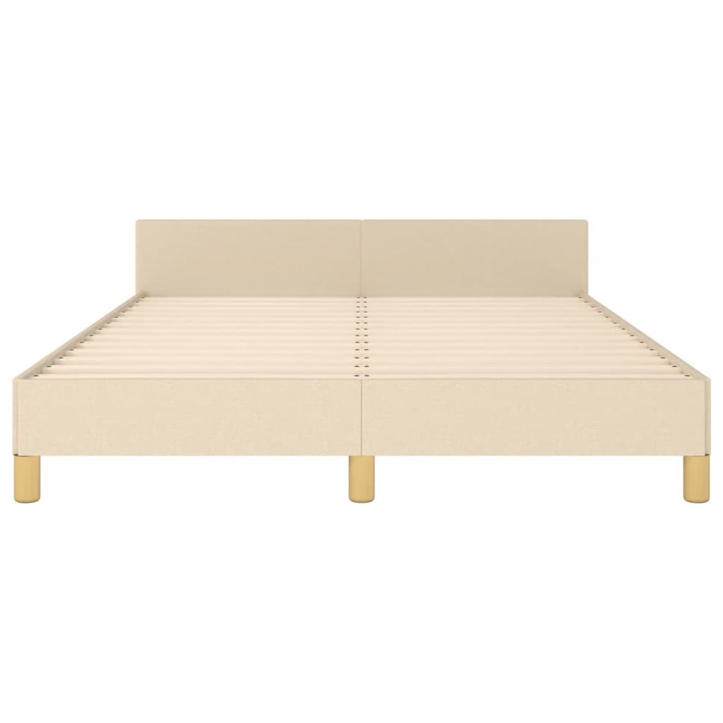 vidaXL Estrutura de cama c/ cabeceira tecido cor creme 140x190 cm