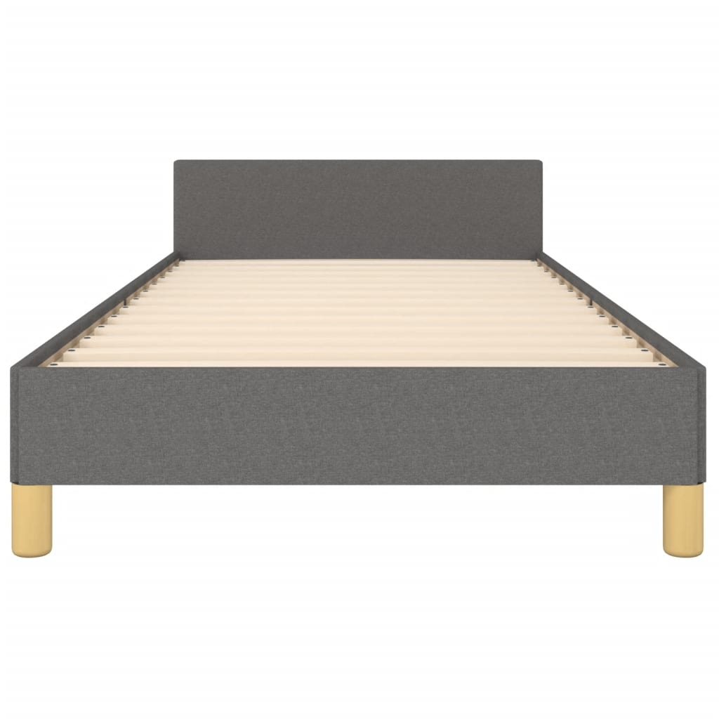 vidaXL Estrutura de cama c/ cabeceira 100x200 cm tecido cinza-escuro