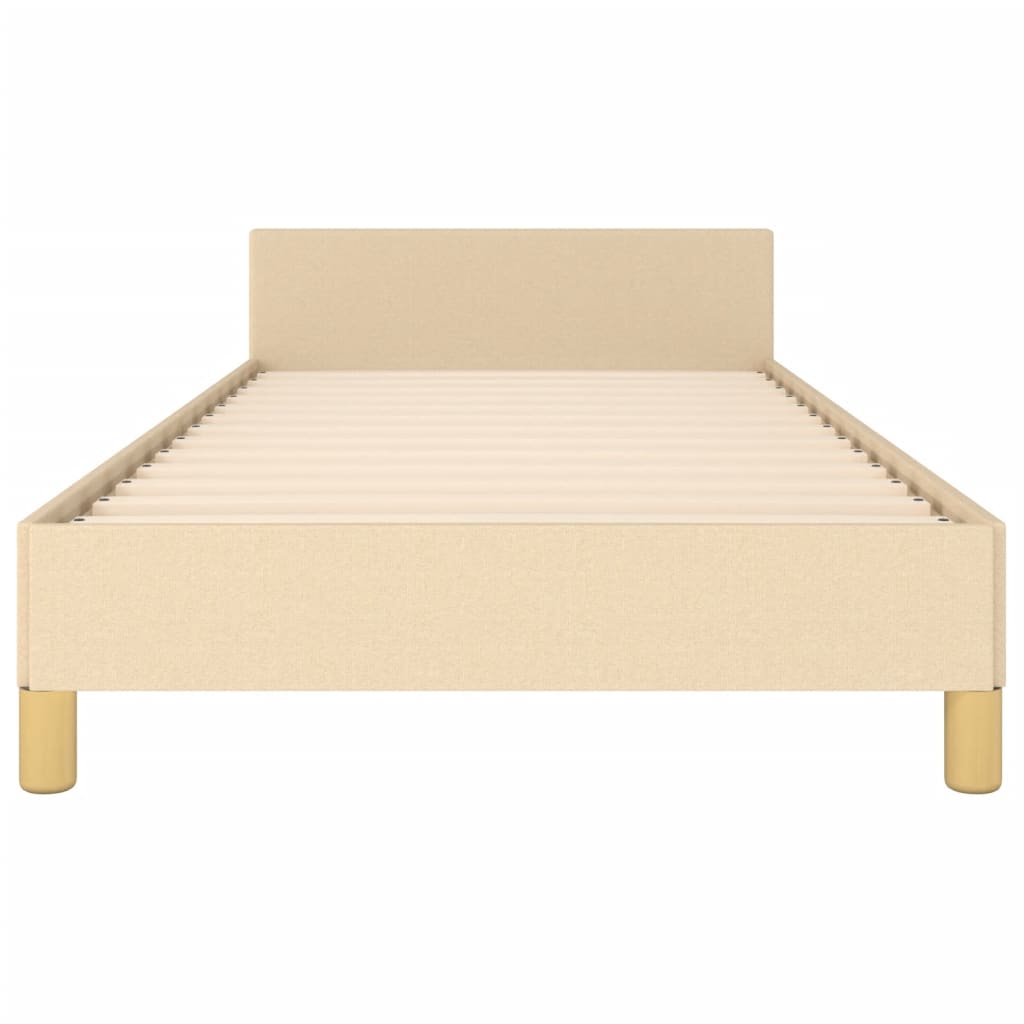 vidaXL Estrutura de cama c/ cabeceira tecido cor creme 90x190 cm