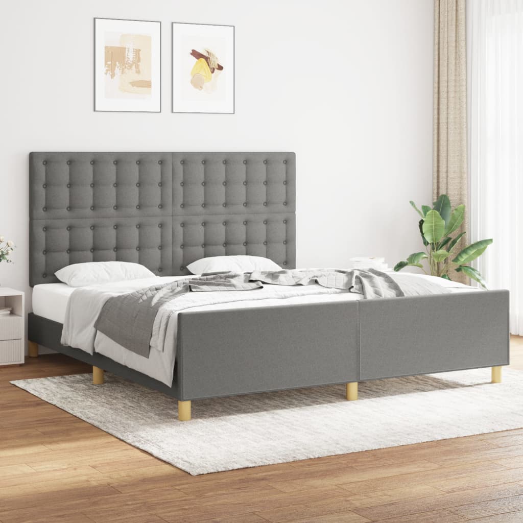 vidaXL Estrutura de cama 180x200 cm tecido cinzento-escuro