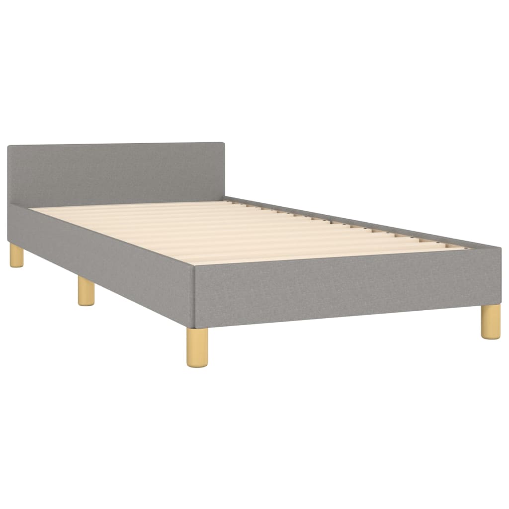 vidaXL Estrutura de cama c/ cabeceira tecido 90x190 cm cinza-claro