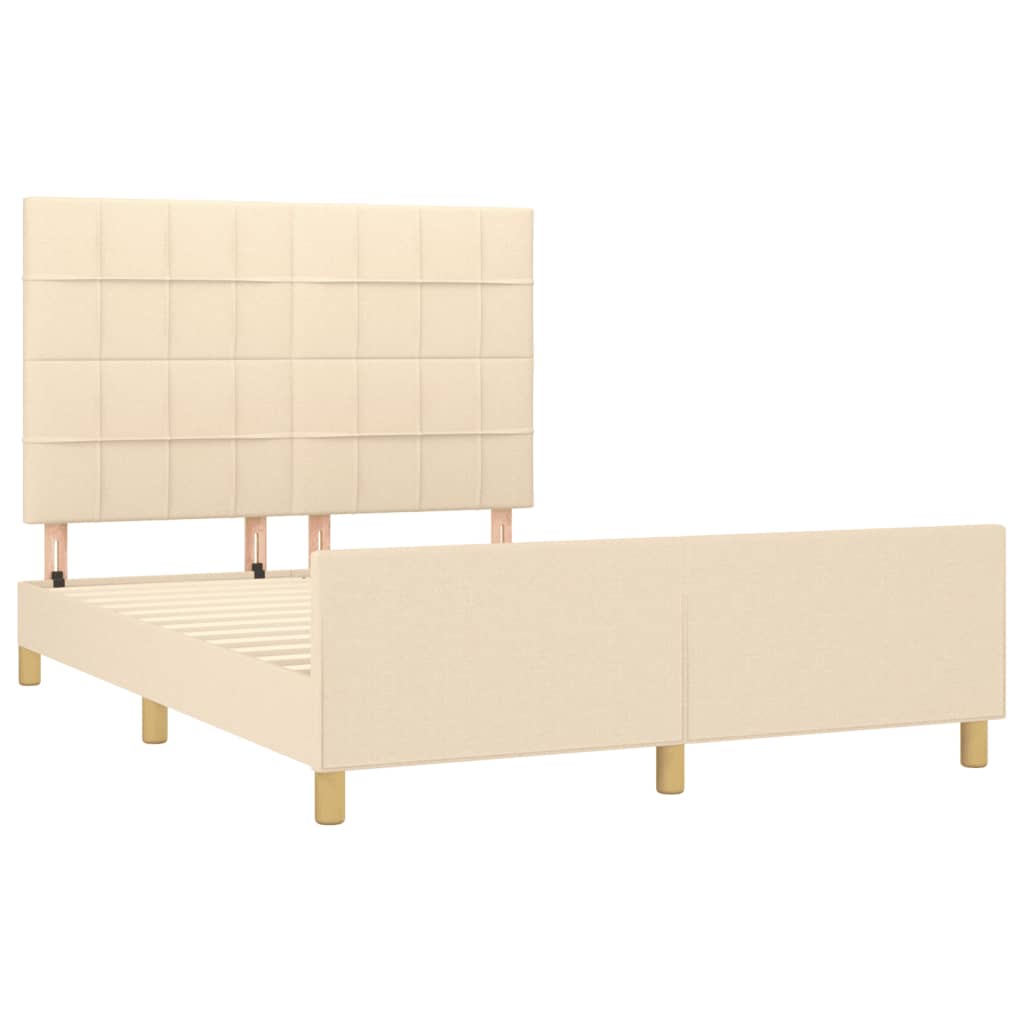 vidaXL Estrutura de cama c/ cabeceira 140x200 cm tecido cor creme