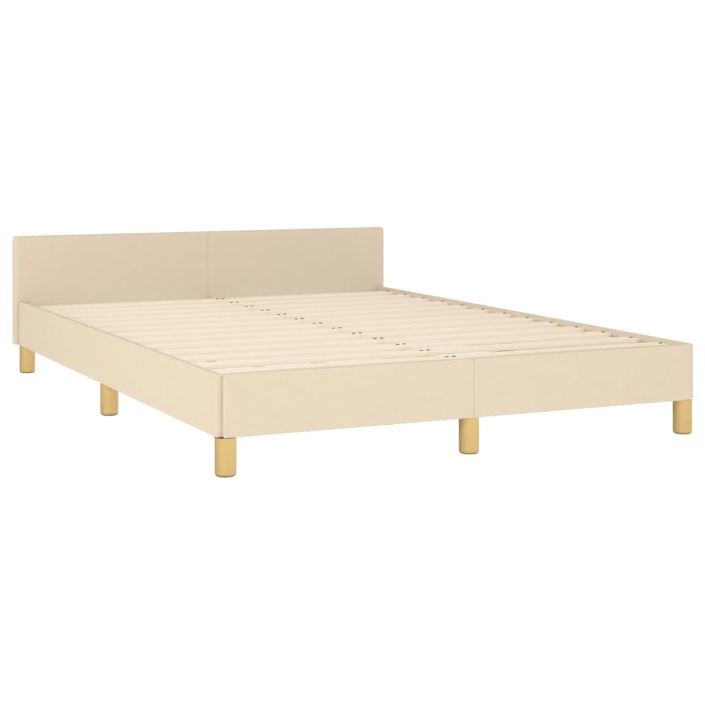 vidaXL Estrutura de cama c/ cabeceira 140x200 cm tecido cor creme