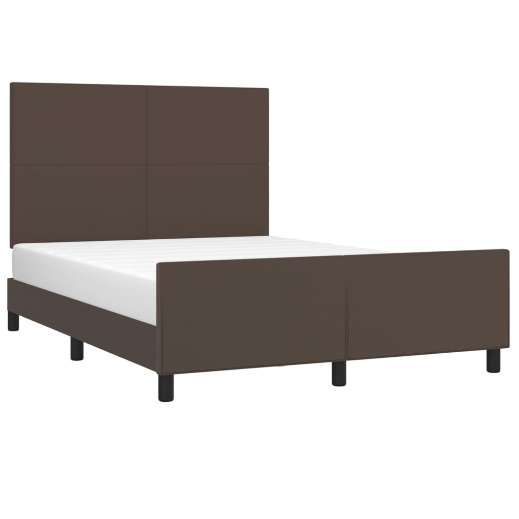 vidaXL Estrutura cama c/ cabeceira couro artificial 140x190cm castanho