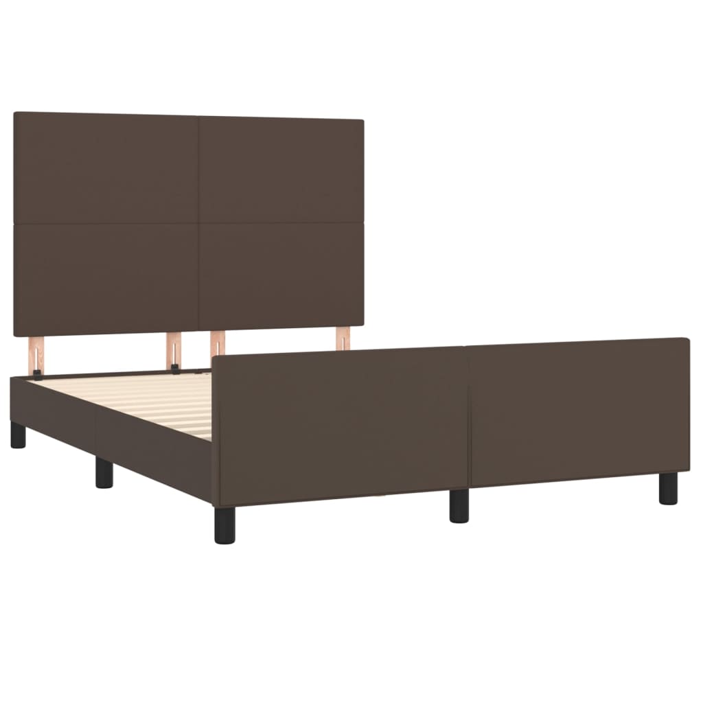 vidaXL Estrutura cama c/ cabeceira couro artificial 140x190cm castanho