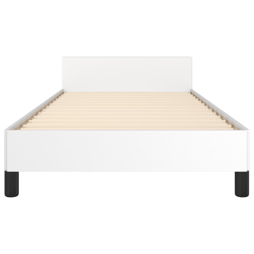 vidaXL Estrutura cama c/ cabeceira 100x200 cm couro artificial branco