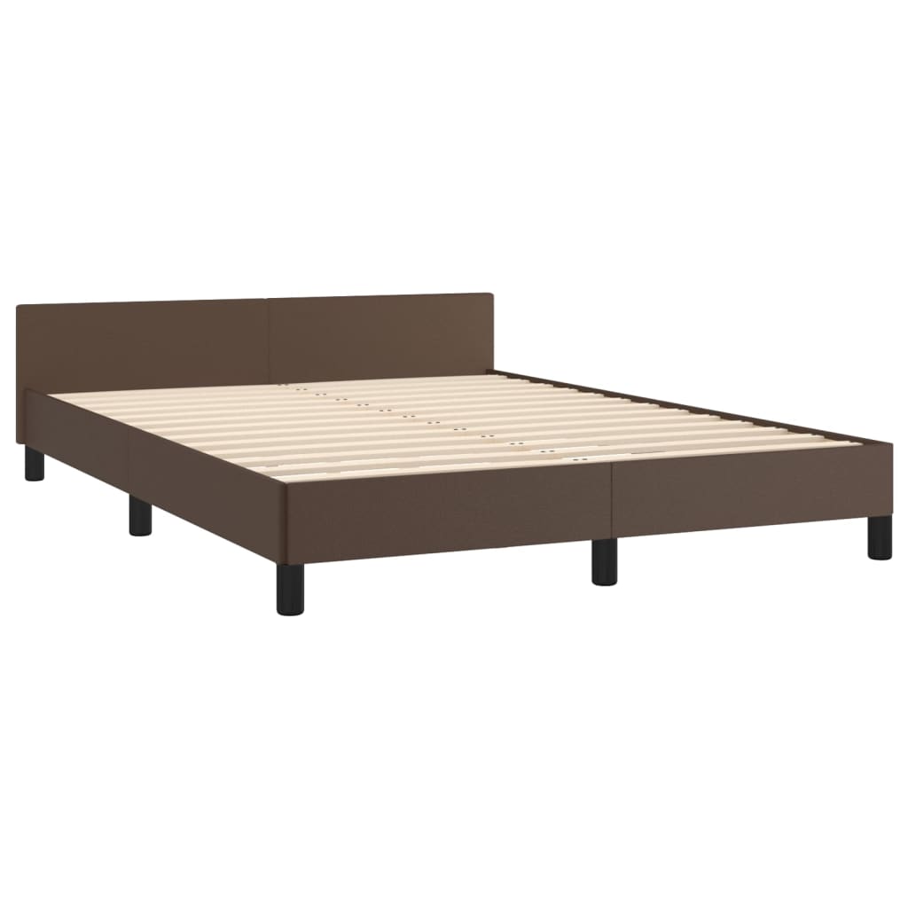 vidaXL Estrutura cama c/ cabeceira couro artificial 140x190cm castanho