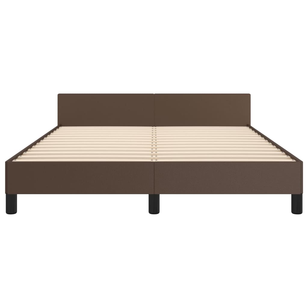 vidaXL Estrutura cama c/ cabeceira couro artificial 140x190cm castanho