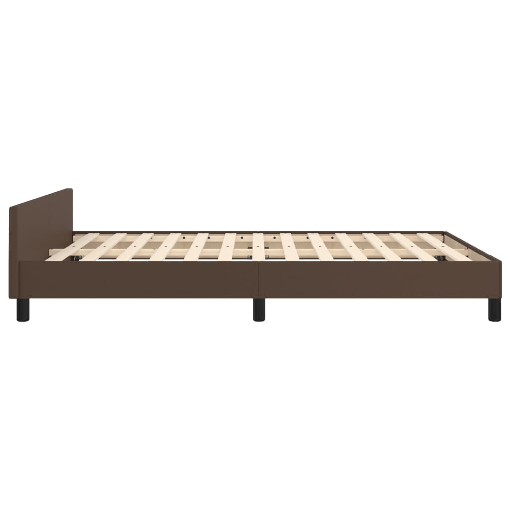 vidaXL Estrutura cama c/ cabeceira couro artificial 140x190cm castanho