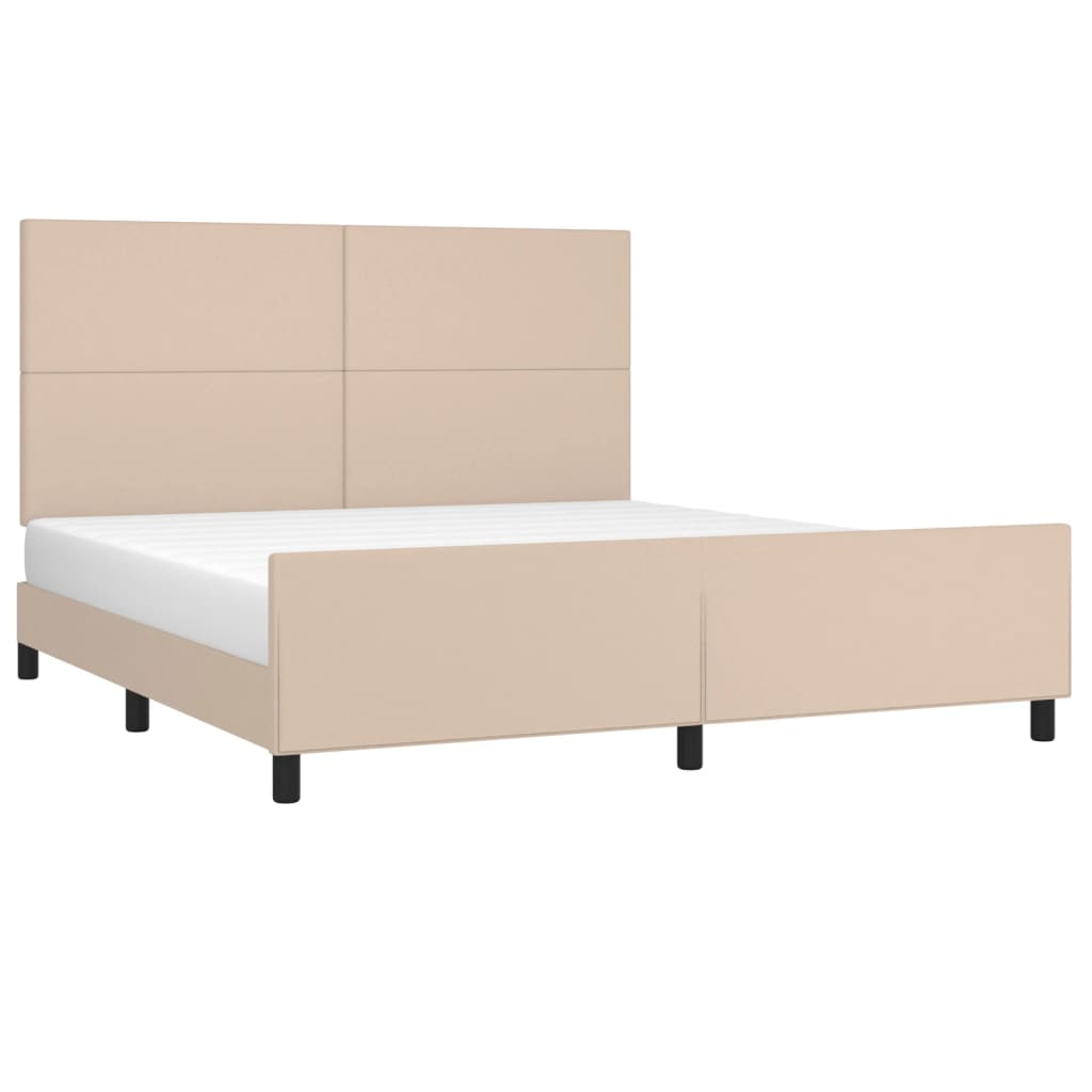 vidaXL Estrutura cama cabeceira 160x200 cm couro artificial cappuccino