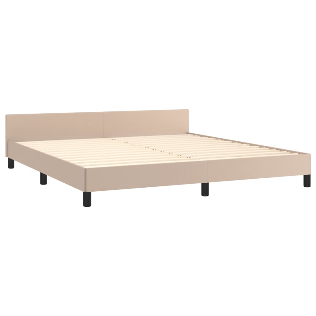 vidaXL Estrutura cama cabeceira 160x200 cm couro artificial cappuccino