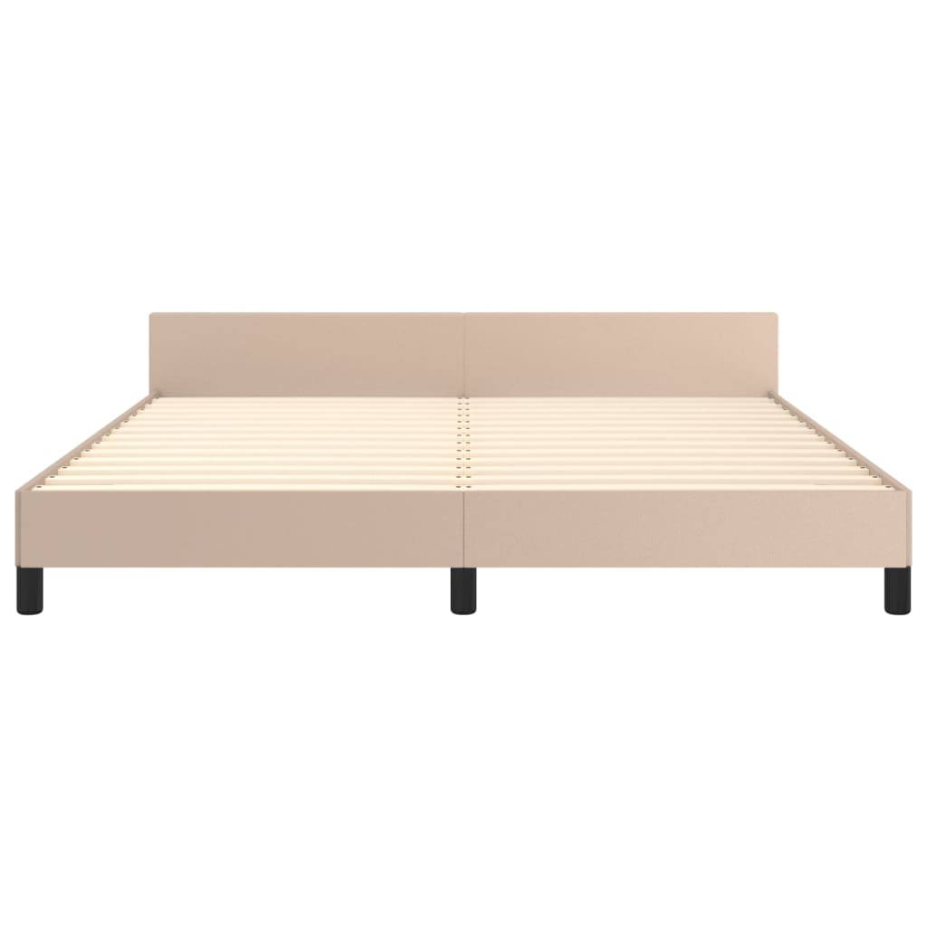 vidaXL Estrutura cama cabeceira 160x200 cm couro artificial cappuccino