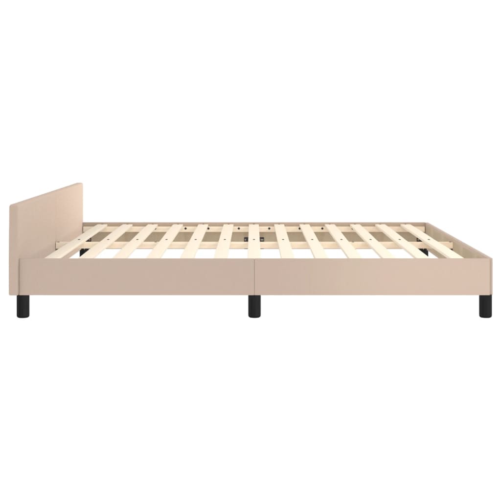 vidaXL Estrutura cama cabeceira 160x200 cm couro artificial cappuccino