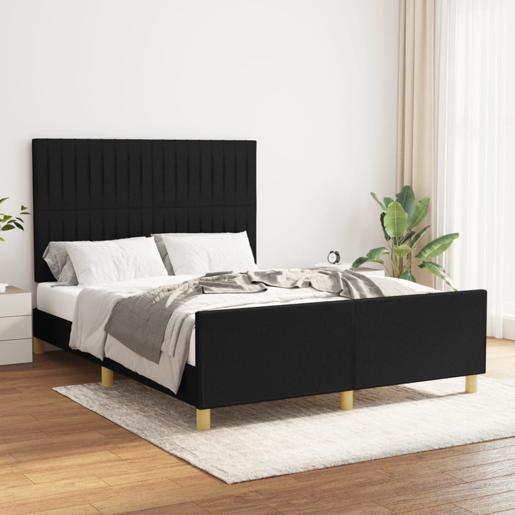 vidaXL Estrutura de cama c/ cabeceira 140x200 cm tecido preto