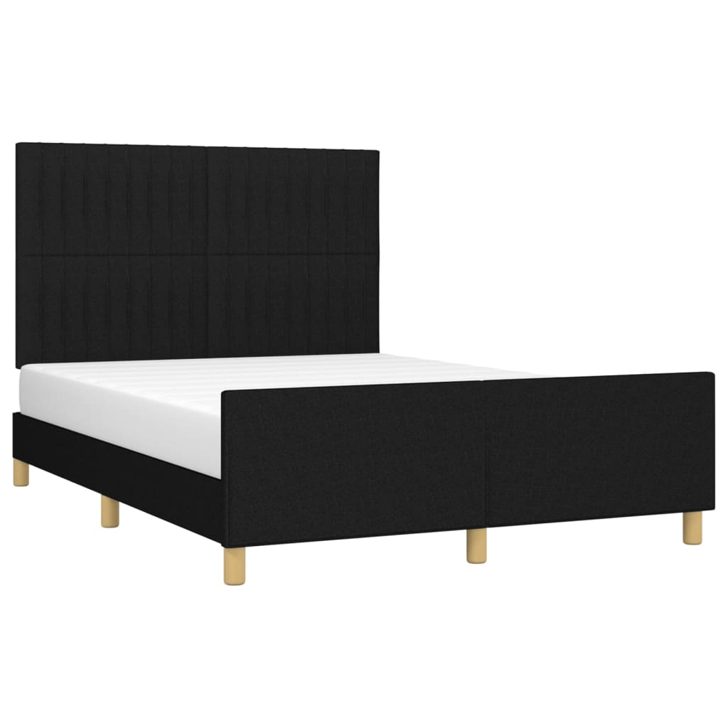 vidaXL Estrutura de cama c/ cabeceira 140x200 cm tecido preto