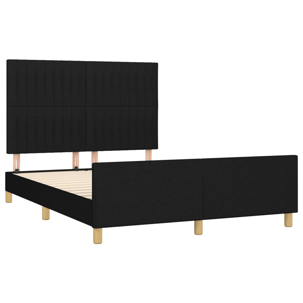 vidaXL Estrutura de cama c/ cabeceira 140x200 cm tecido preto