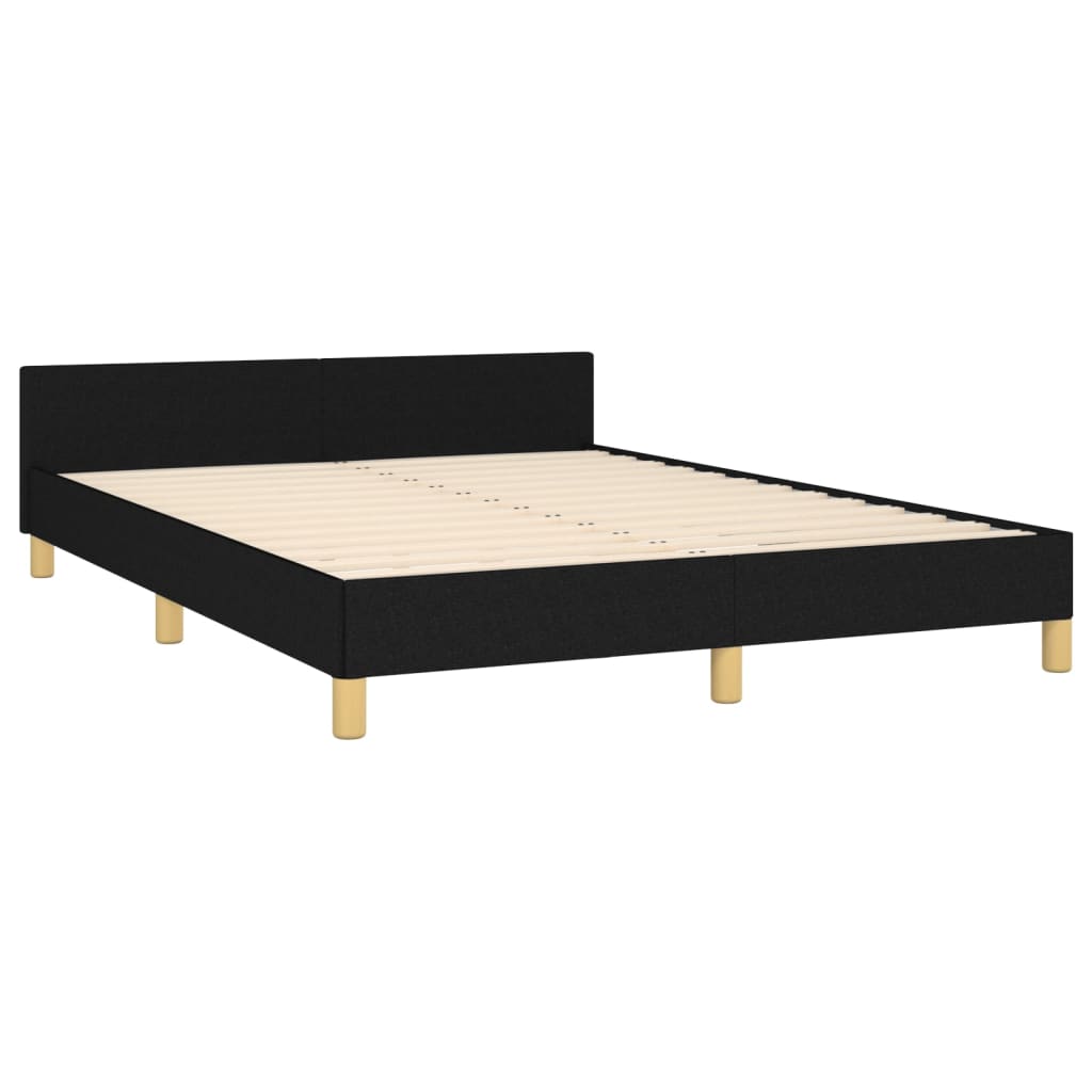 vidaXL Estrutura de cama c/ cabeceira 140x200 cm tecido preto