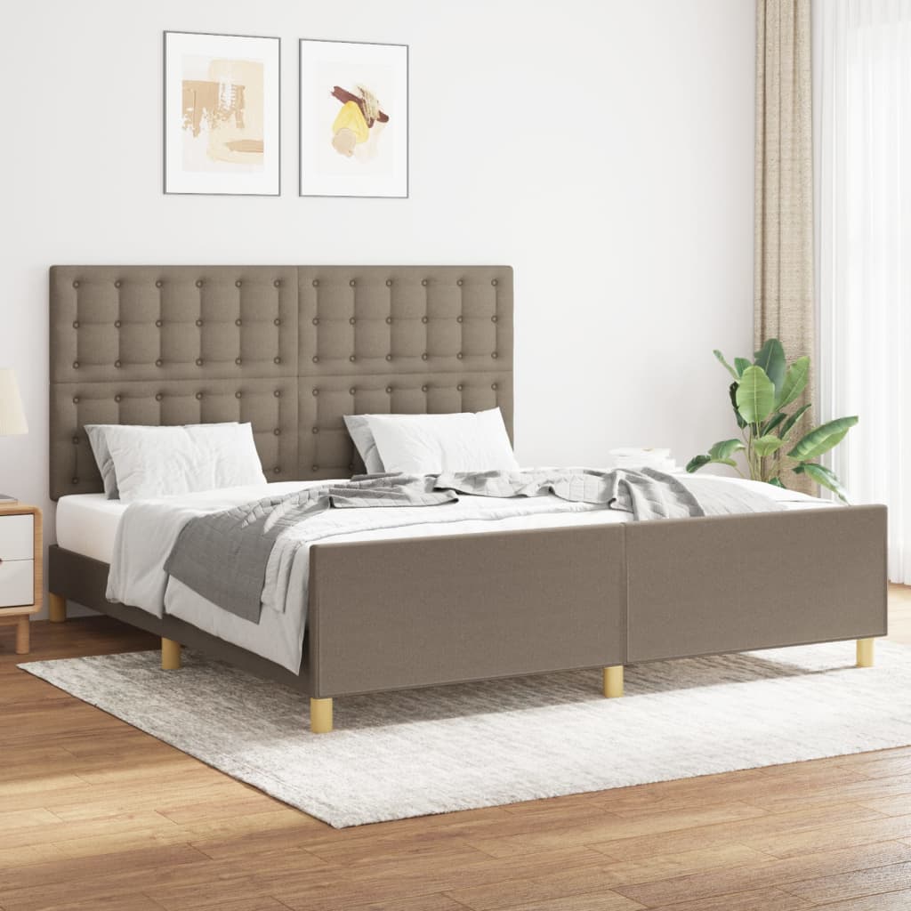 vidaXL Estrutura de cama 160x200 cm tecido castanho-acinzentado