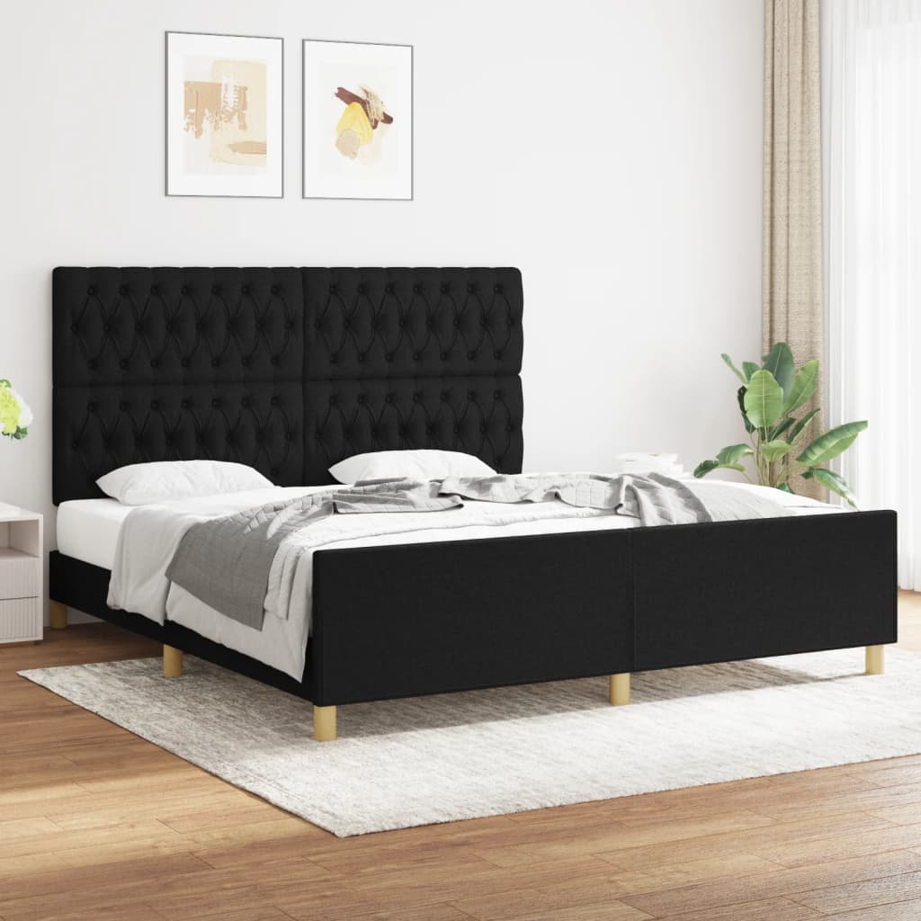 vidaXL Estrutura de cama 180x200 cm tecido preto