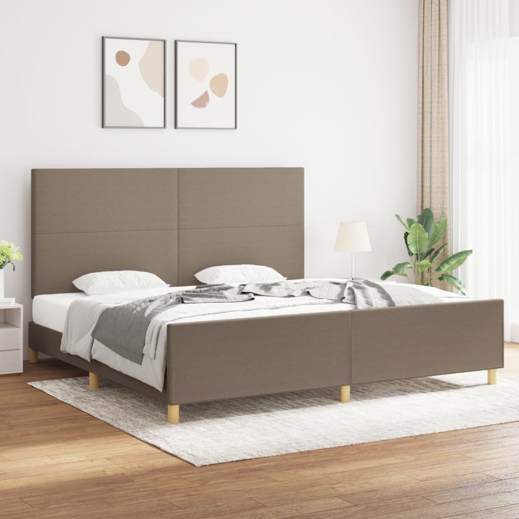 vidaXL Estrutura cama cabeceira 200x200 cm tecido castanho-acinzentado