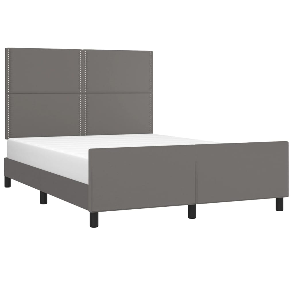 vidaXL Estrutura cama c/ cabeceira 140x190cm couro artificial cinzento