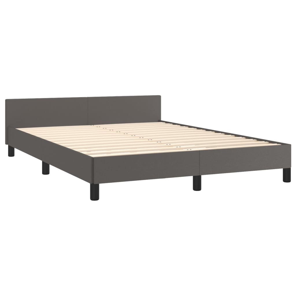 vidaXL Estrutura cama c/ cabeceira 140x190cm couro artificial cinzento