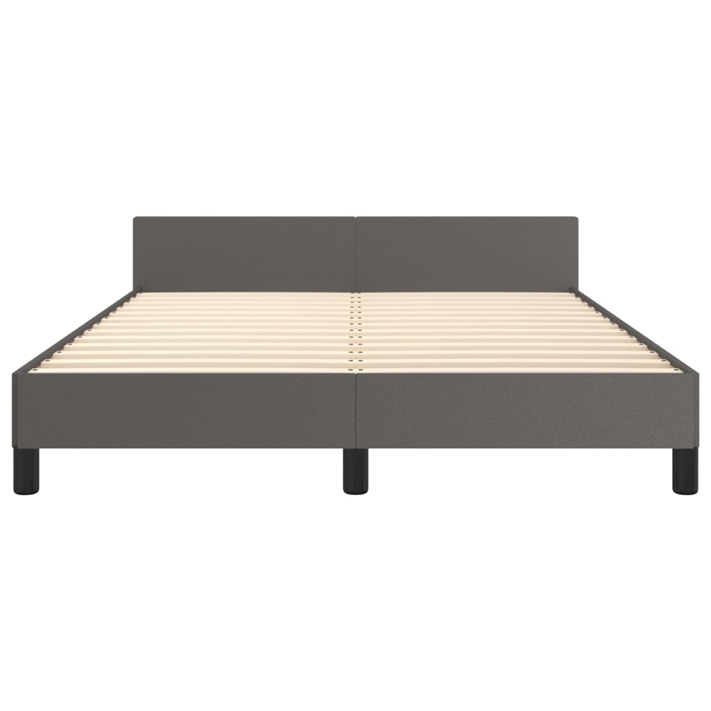 vidaXL Estrutura cama c/ cabeceira 140x190cm couro artificial cinzento