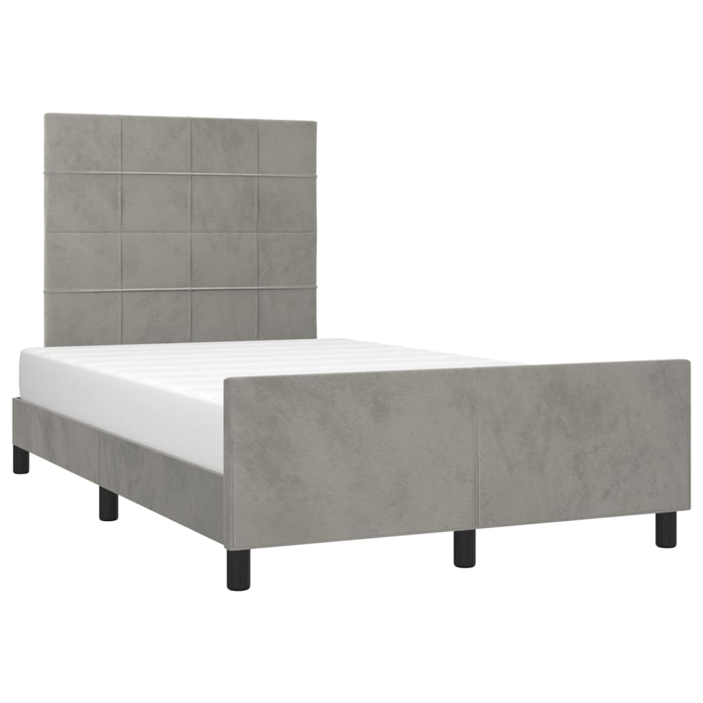 vidaXL Estrutura de cama c/ cabeceira 120x200 cm veludo cinzento-claro