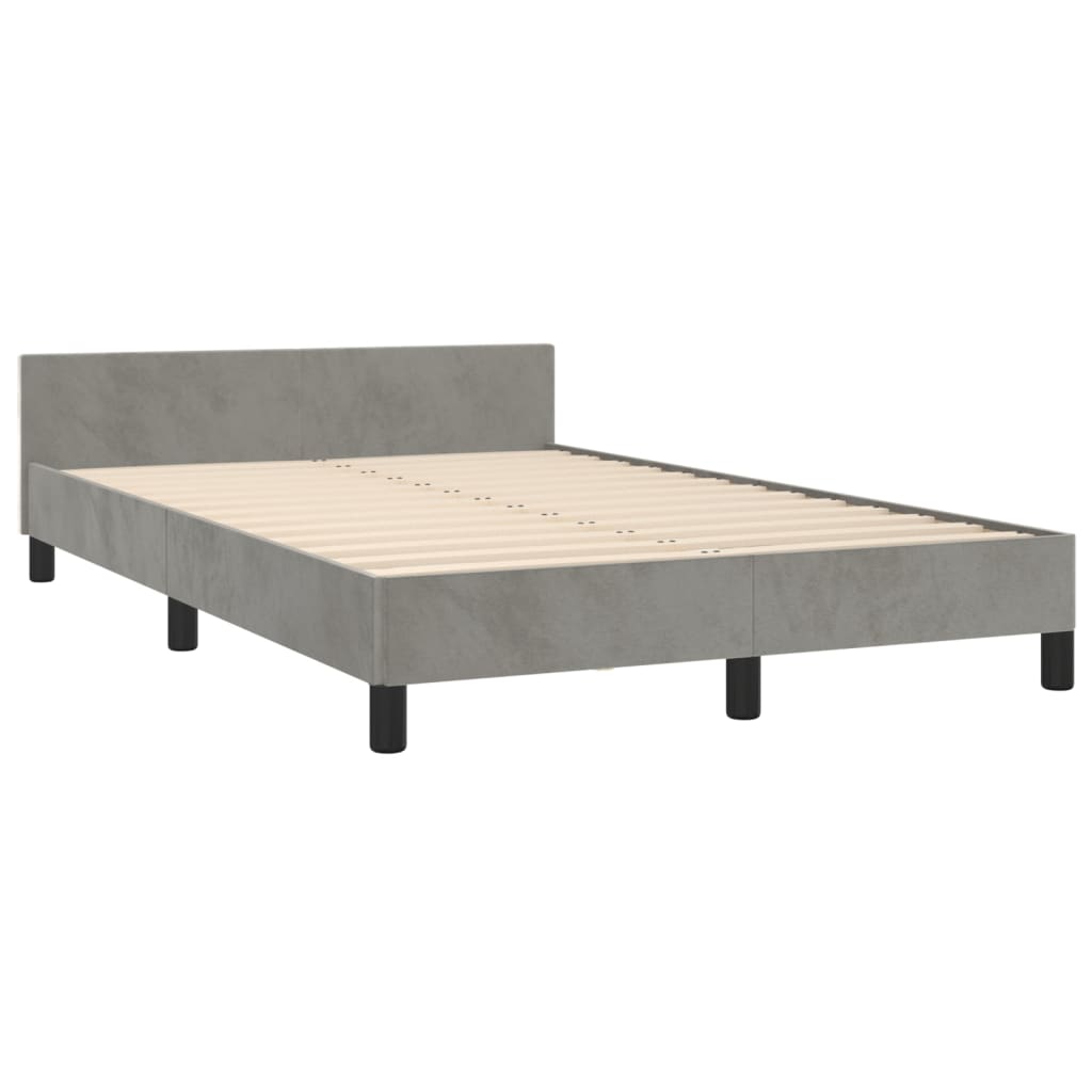 vidaXL Estrutura de cama c/ cabeceira 120x200 cm veludo cinzento-claro