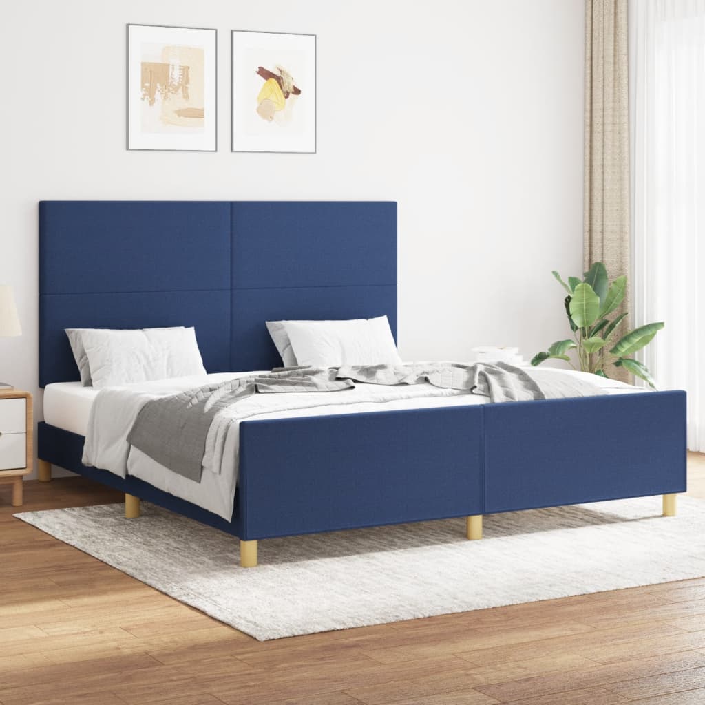 vidaXL Estrutura de cama 160x200 cm tecido azul