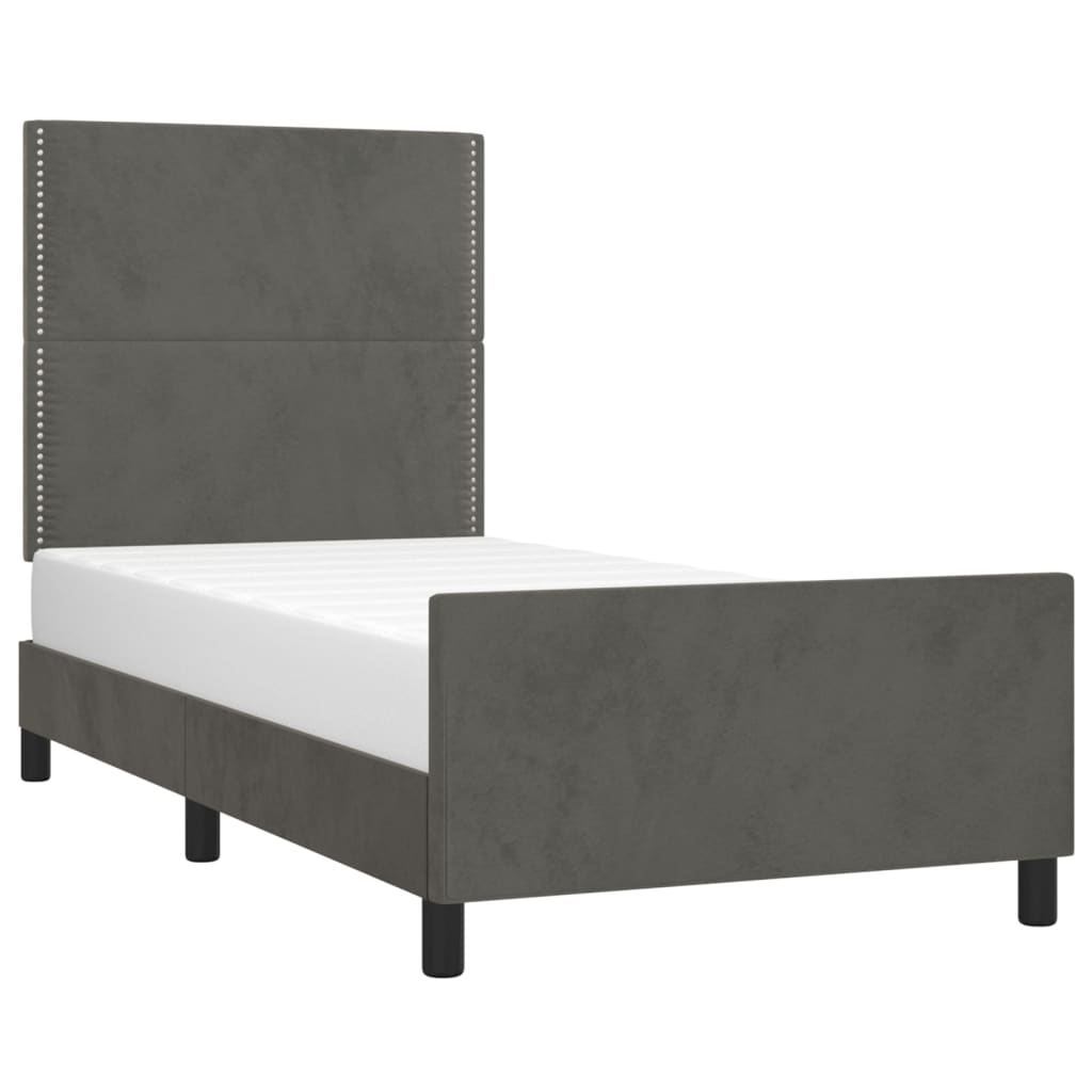 vidaXL Estrutura de cama c/ cabeceira 80x200 cm veludo cinzento-escuro