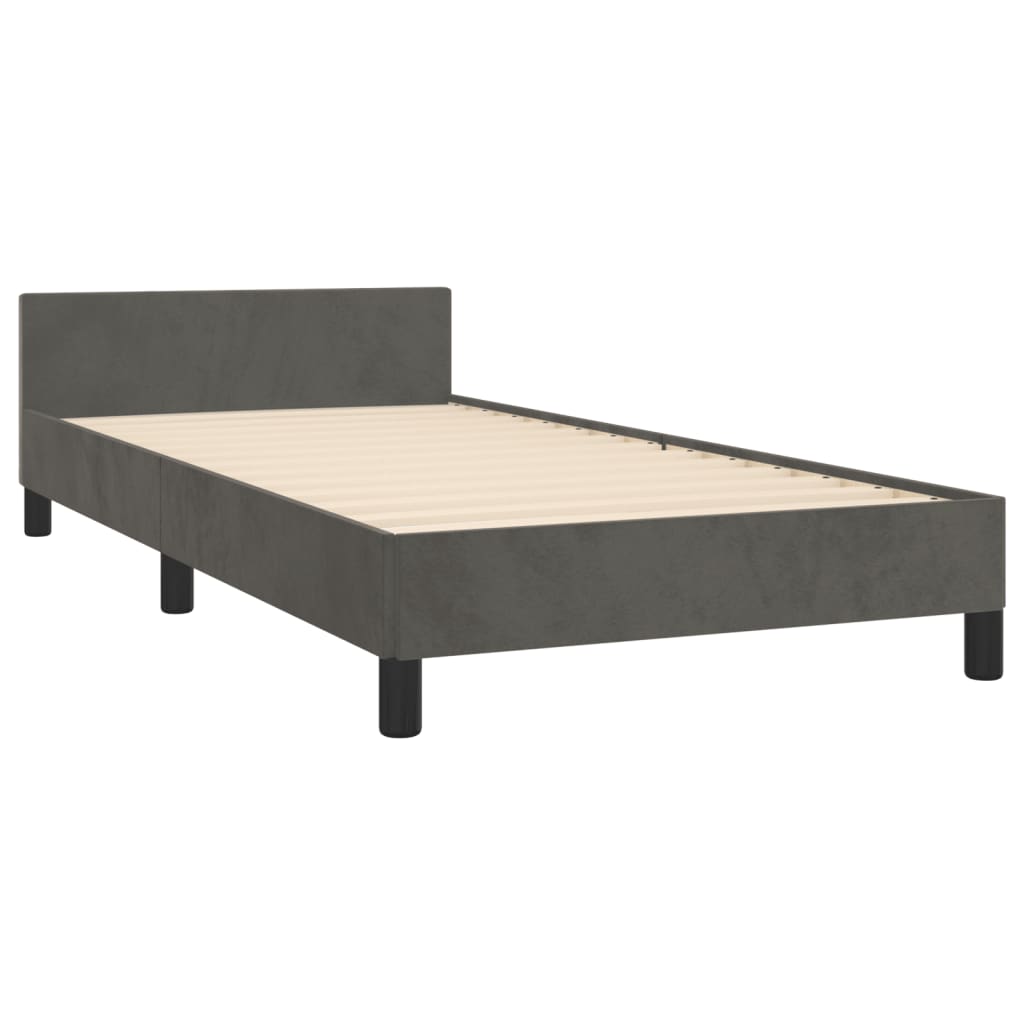 vidaXL Estrutura de cama c/ cabeceira 80x200 cm veludo cinzento-escuro