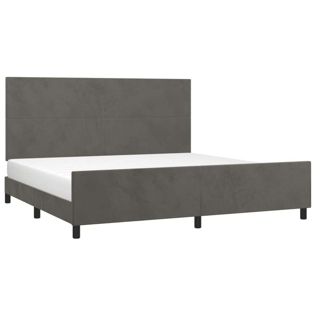 vidaXL Estrutura de cama c/ cabeceira 200x200cm veludo cinzento-escuro