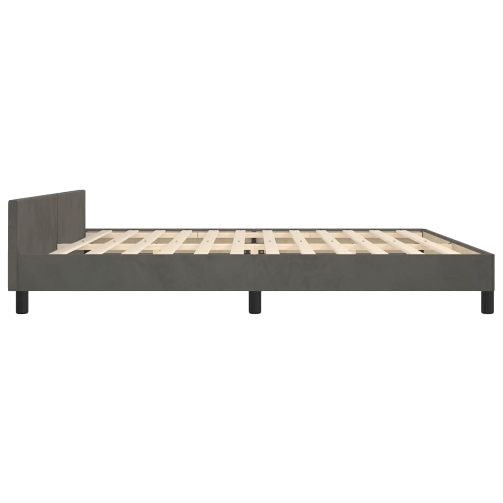 vidaXL Estrutura de cama c/ cabeceira 200x200cm veludo cinzento-escuro