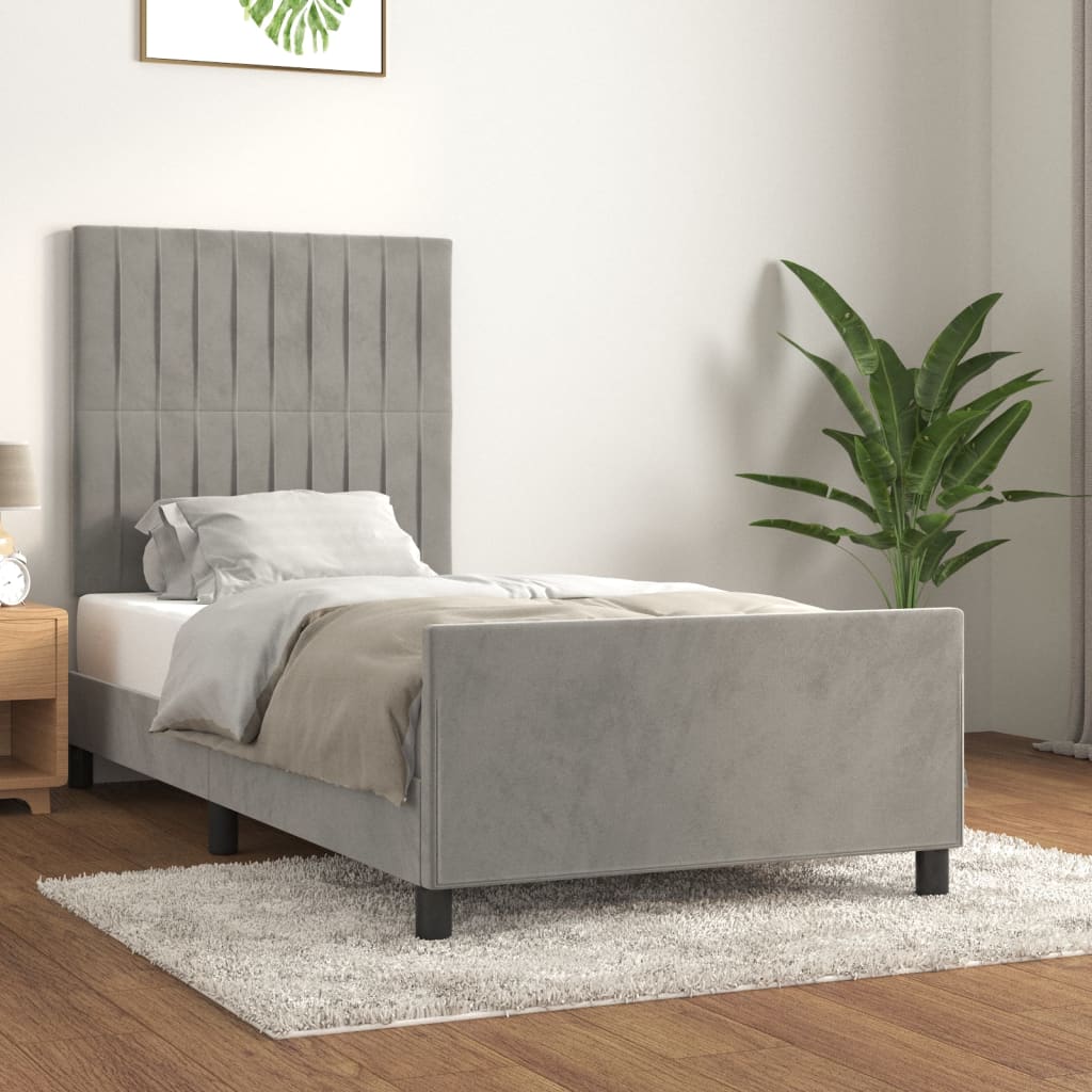 vidaXL Estrutura de cama c/ cabeceira 80x200 cm veludo cinzento-claro