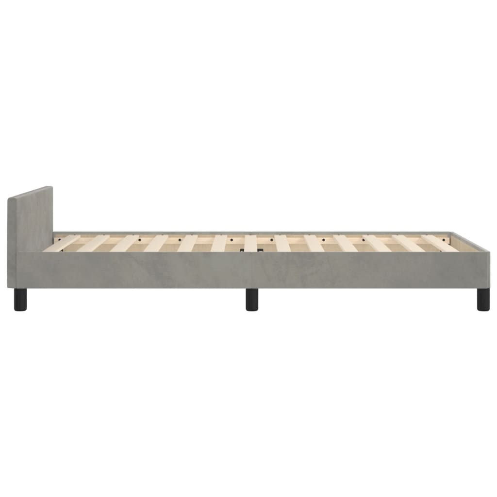 vidaXL Estrutura de cama c/ cabeceira 80x200 cm veludo cinzento-claro