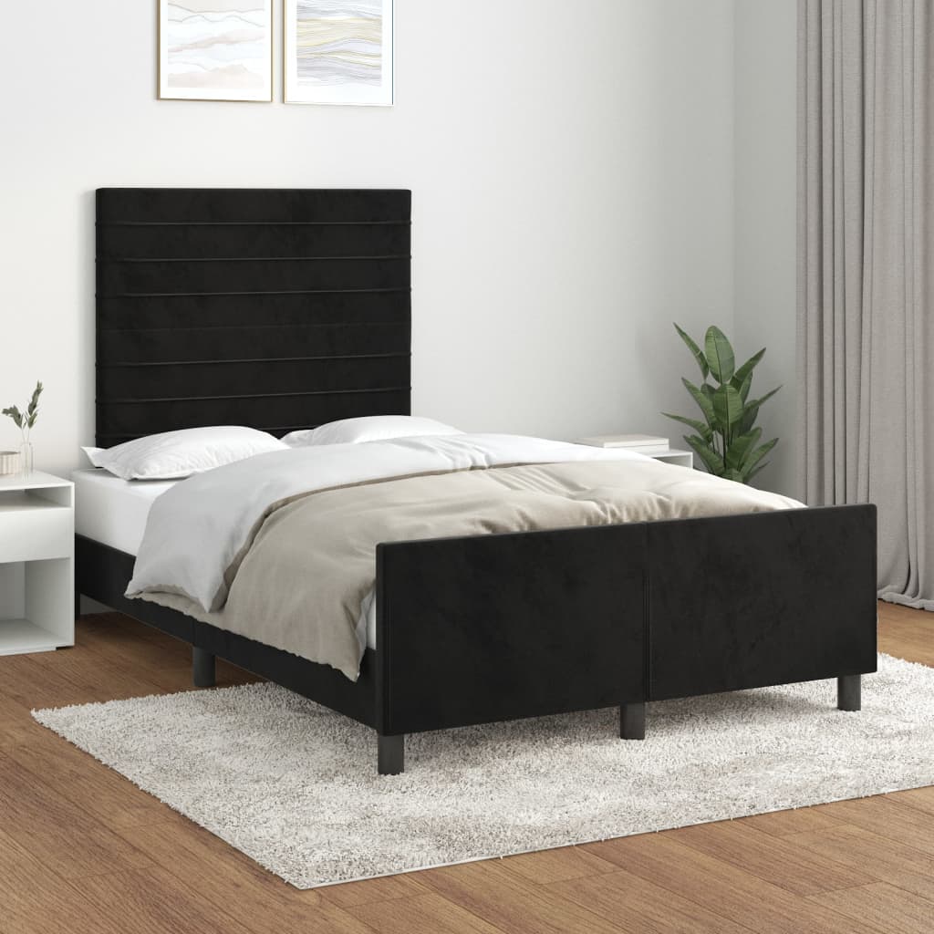 vidaXL Estrutura de cama c/ cabeceira 120x200 cm veludo preto