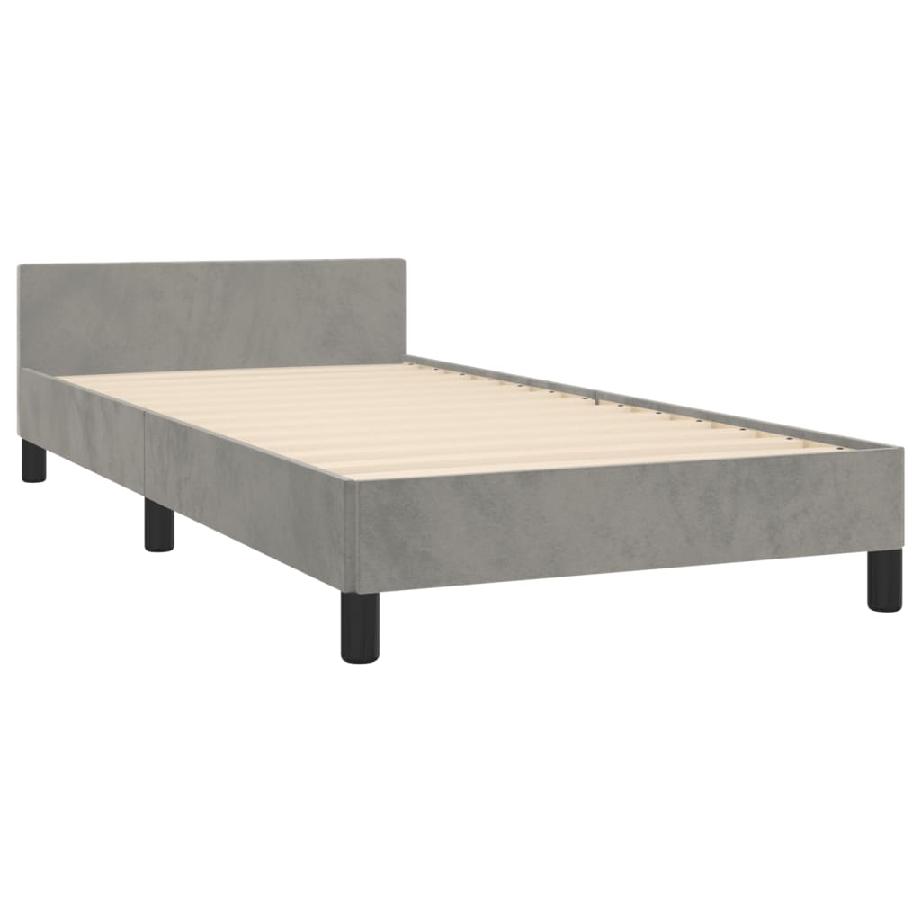 vidaXL Estrutura de cama c/ cabeceira 90x190 cm veludo cinzento-claro