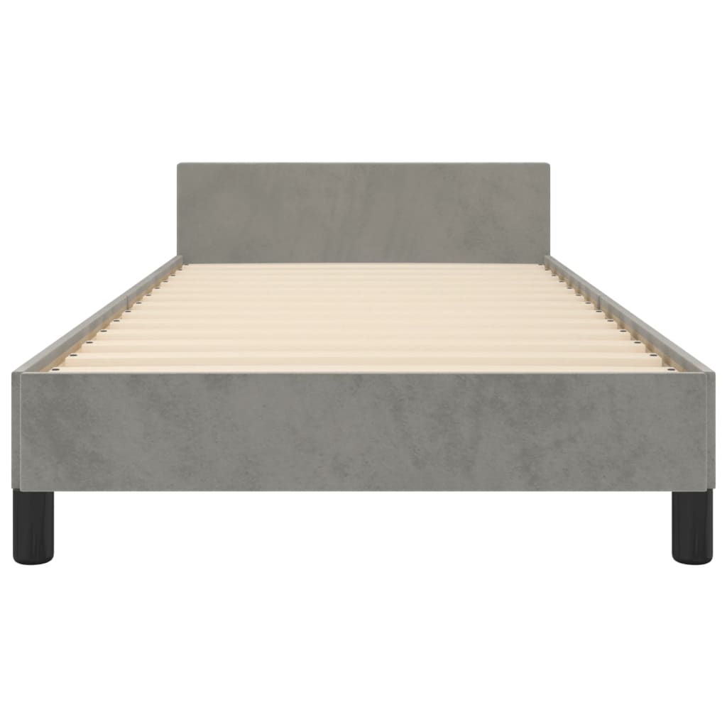 vidaXL Estrutura de cama c/ cabeceira 90x190 cm veludo cinzento-claro