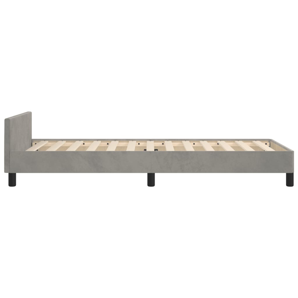 vidaXL Estrutura de cama c/ cabeceira 90x190 cm veludo cinzento-claro