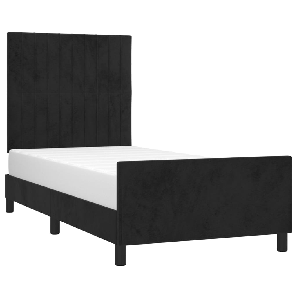 vidaXL Estrutura de cama c/ cabeceira 90x200 cm veludo preto