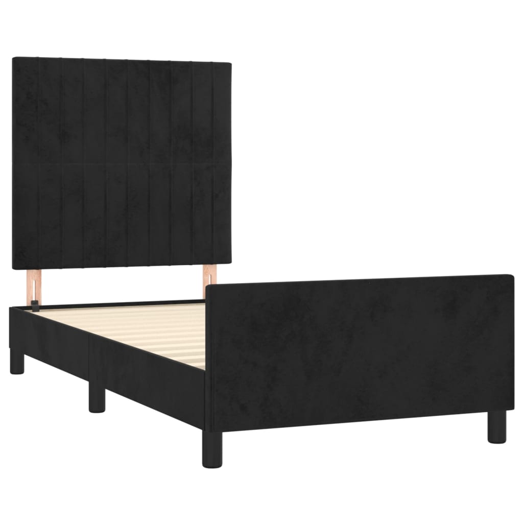 vidaXL Estrutura de cama c/ cabeceira 90x200 cm veludo preto