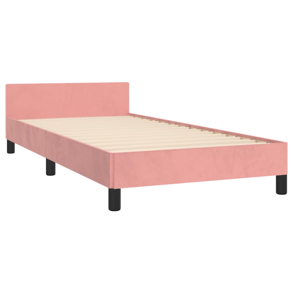 vidaXL Estrutura de cama c/ cabeceira 80x200 cm veludo rosa