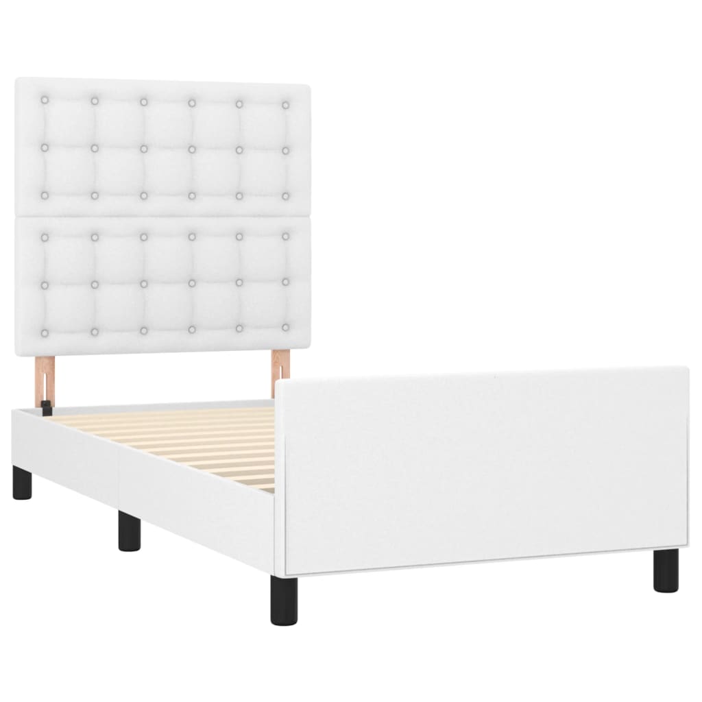 vidaXL Estrutura de cama c/ cabeceira couro artificial 80x200cm branco