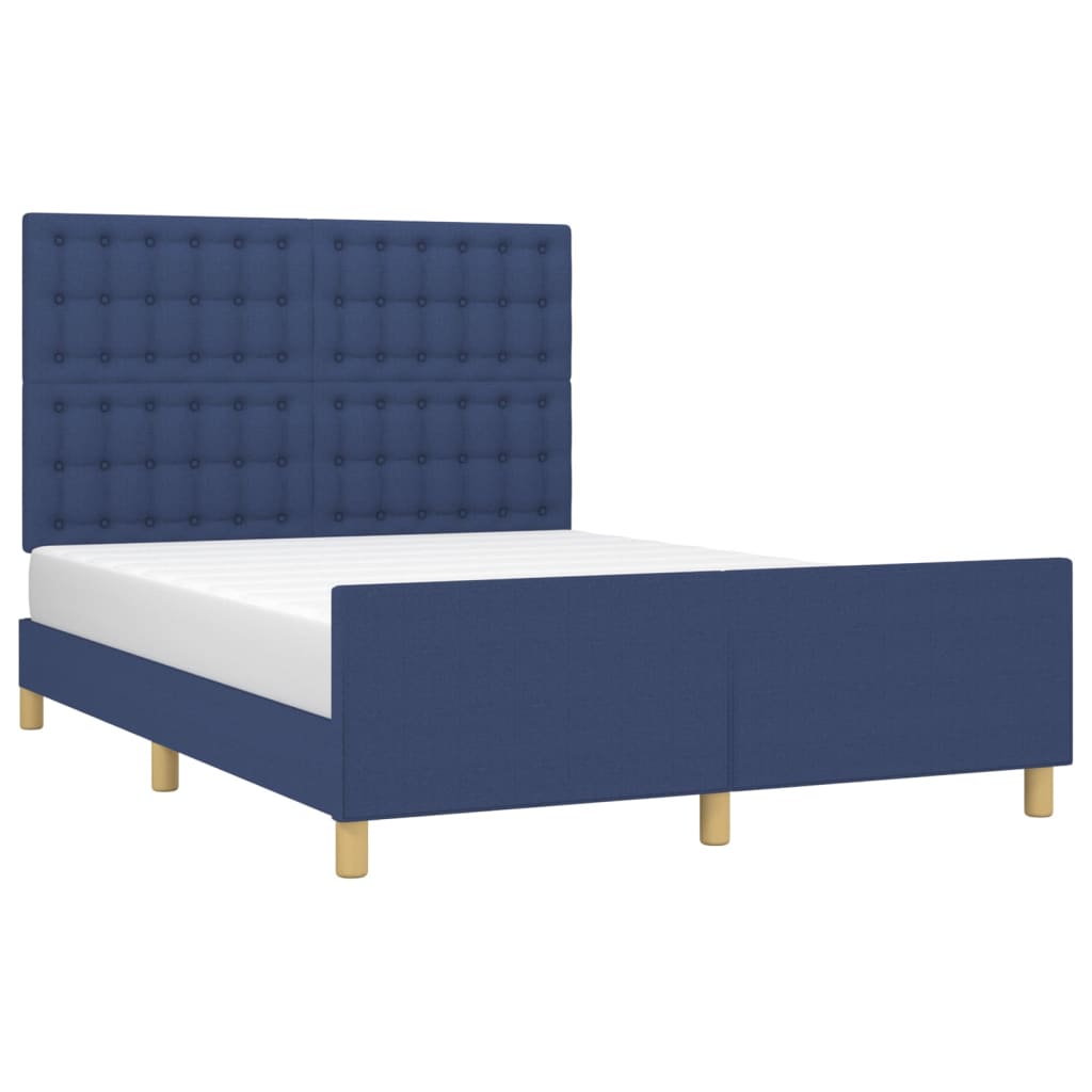 vidaXL Estrutura de cama c/ cabeceira 140x190 cm tecido azul