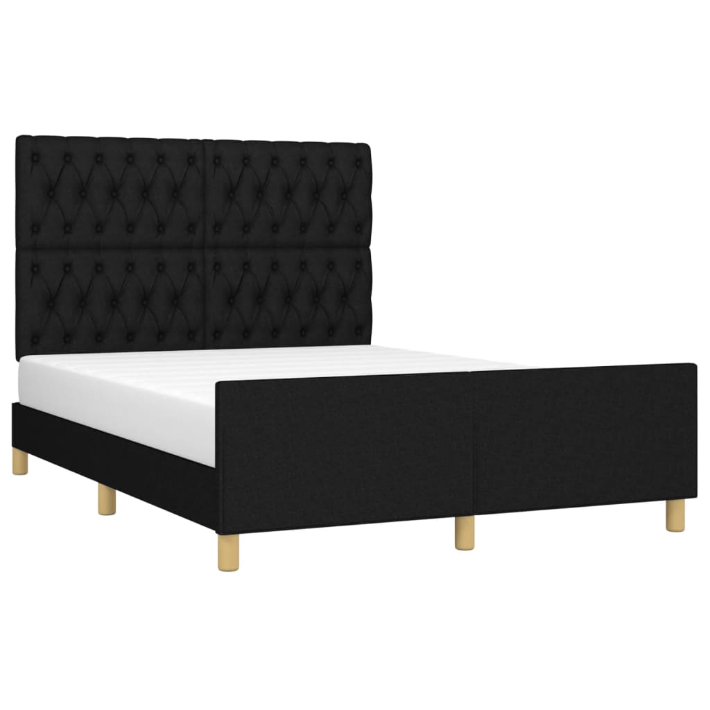 vidaXL Estrutura de cama c/ cabeceira 140x190 cm tecido preto